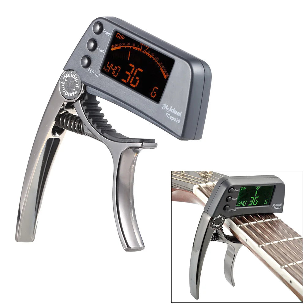 Tcapo20 Multifunctional Aluminum Alloy 2-In-1 Guitar Capo Tuner