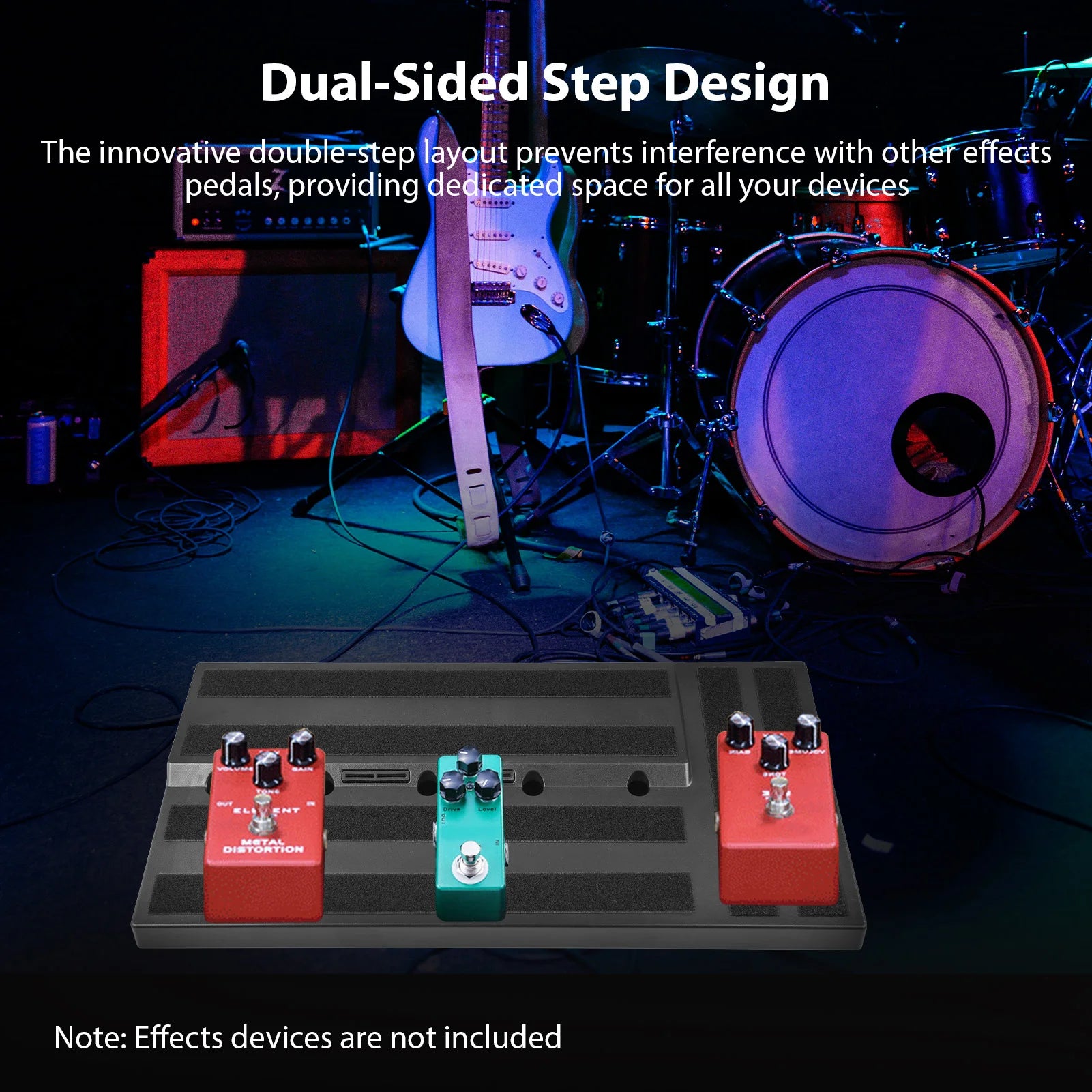 Rockhouse Guitar Pedal Board Dual-Sided Step Design