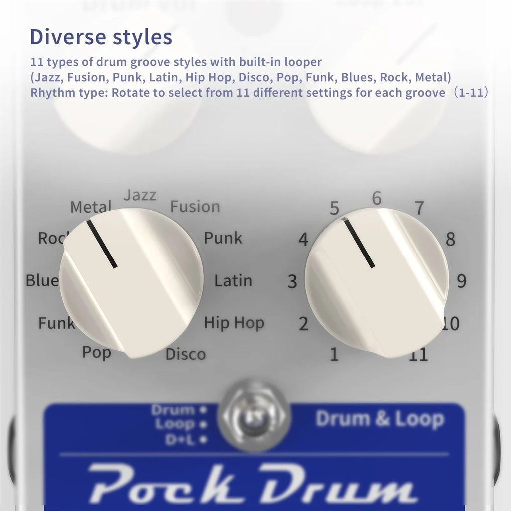 Ammoon Pockdrum Drum & Loop Guitar Effect Pedal 3 Modes 11 Styles