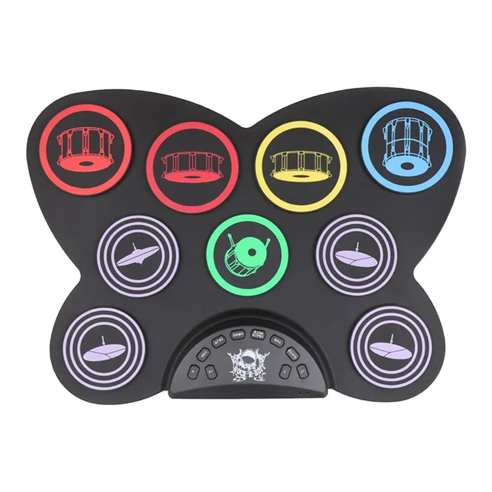 Digital Electronic Drum Compact Size Usb Foldable Silicon Drums Set 9