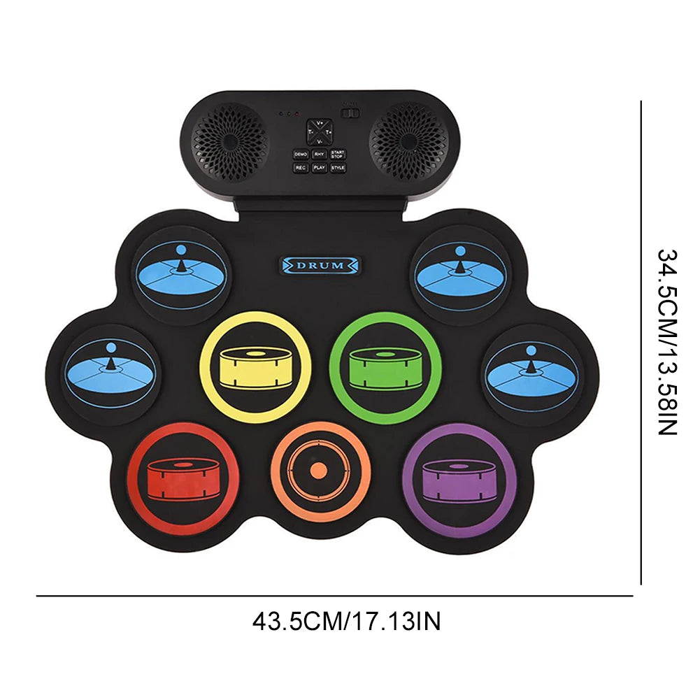 Digital Electronic Drum Compact Size Usb Foldable Silicon Drums Set 9