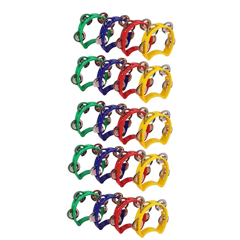 20 Pcs Plastic Tambourine Musical Instruments, Mini Handheld