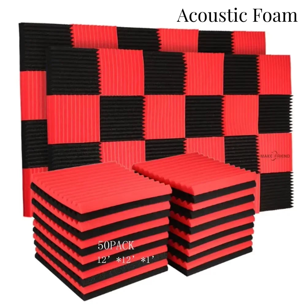 50Pcs 30X30X2.5Cm Studio Acoustic Foam Soundproofing Panel Wedge