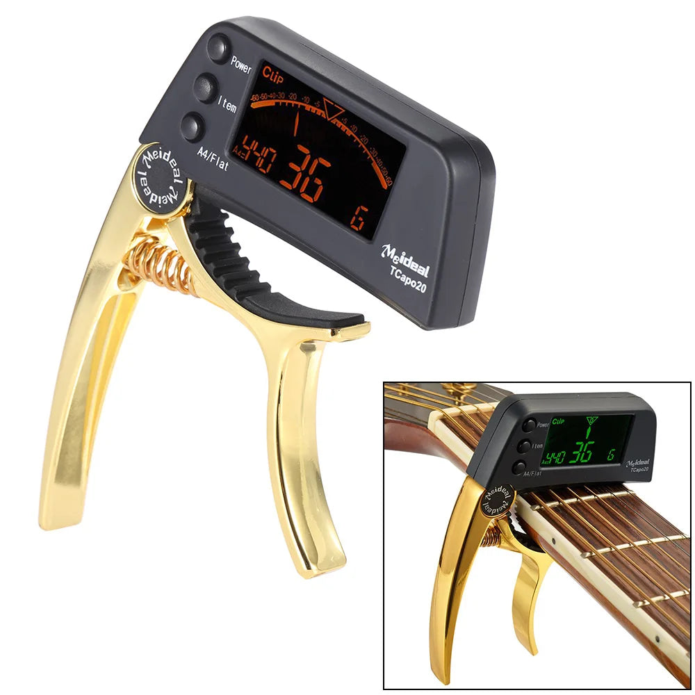 Tcapo20 Multifunctional Aluminum Alloy 2-In-1 Guitar Capo Tuner