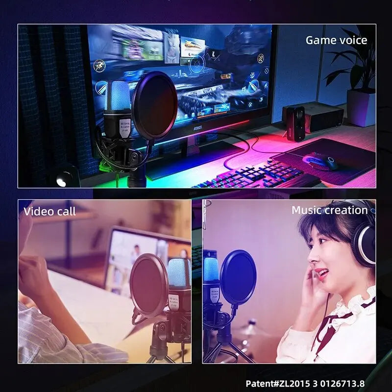 USB Microphone RGB Condenser Wire Gaming Mic