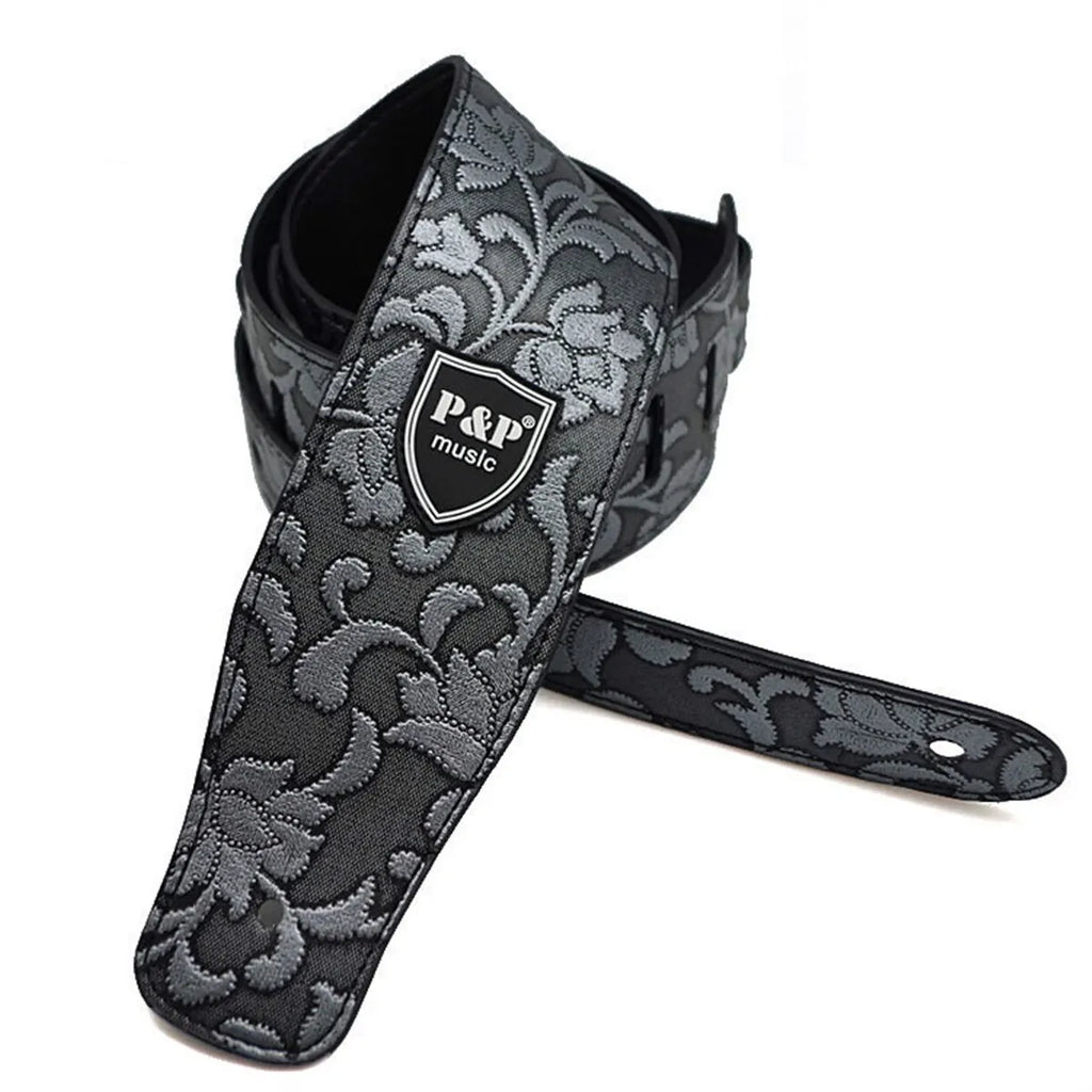 Guitar Strap Vintage 2.5 Inch Adjustable Soft Embroidered Belt