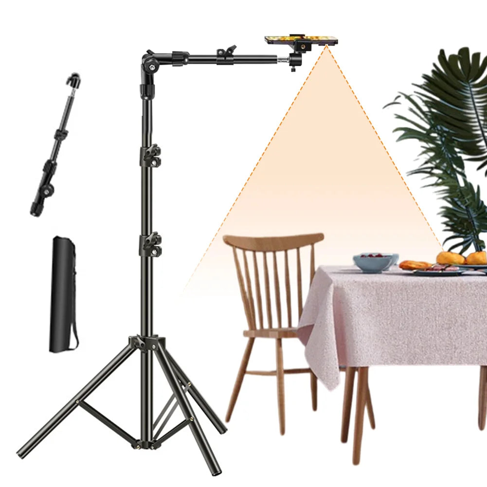 Phone Tripod Adjustable Horizontal Overhead Cell Stand