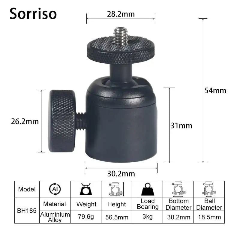 Metal Tripod Ballheads Mount Adapter Camera Photo 1/4 Mini Tripe Rotating Swivel Head For Phone Flash Holder Stand Accessories