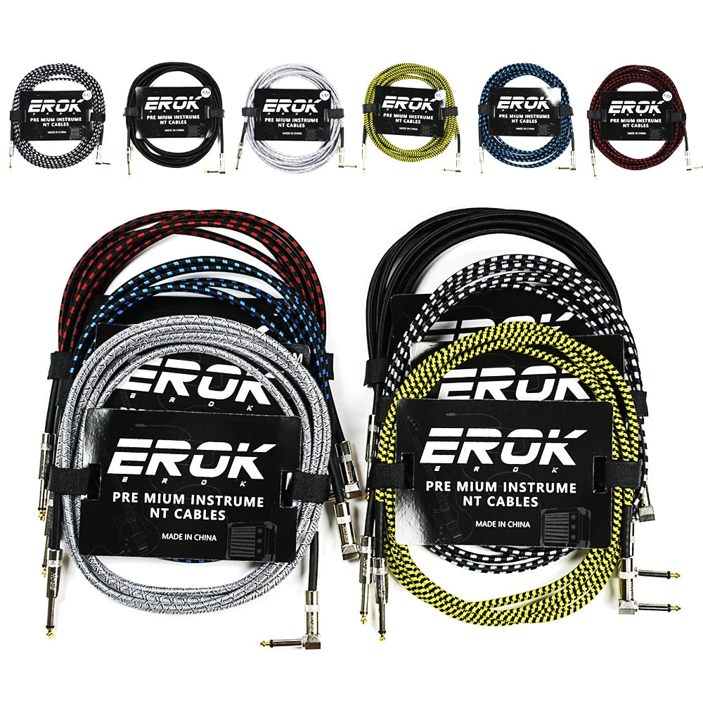 Erok 1.5/3/6/10M Guitar Audio Cables Anti-Noise Line 6.35Mm Male To